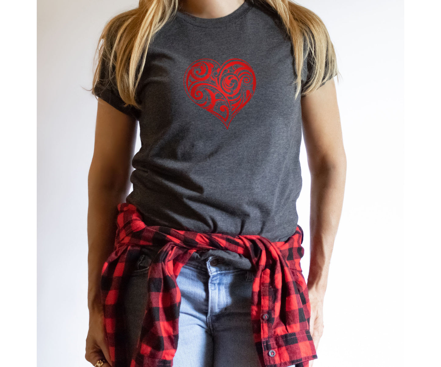 Cute Valentine’s Day T-Shirt For Women, Valentine Shirt, Folk Motive T-Shirt